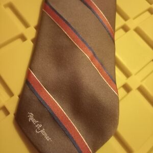 Brown Tie with Red and Blue Accents